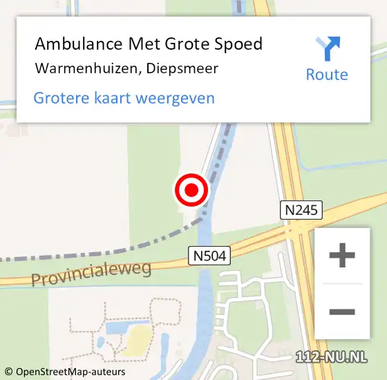Locatie op kaart van de 112 melding: Ambulance Met Grote Spoed Naar Warmenhuizen, Diepsmeer op 29 maart 2014 17:50