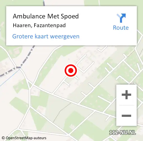 Locatie op kaart van de 112 melding: Ambulance Met Spoed Naar Haaren, Fazantenpad op 18 april 2019 13:34