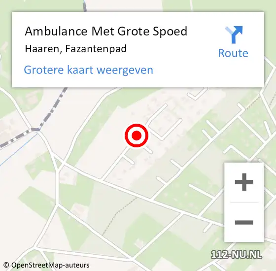 Locatie op kaart van de 112 melding: Ambulance Met Grote Spoed Naar Haaren, Fazantenpad op 18 april 2019 13:54