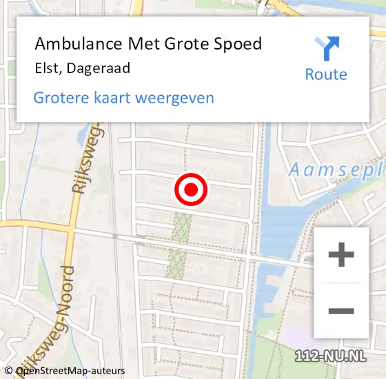 Locatie op kaart van de 112 melding: Ambulance Met Grote Spoed Naar Elst, Dageraad op 29 maart 2014 17:56