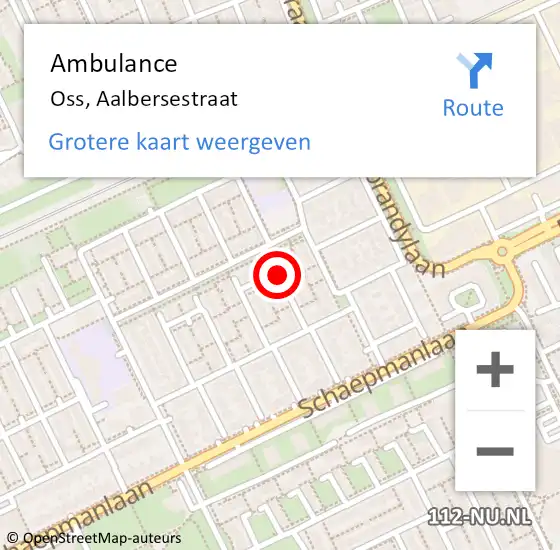 Locatie op kaart van de 112 melding: Ambulance Oss, Aalbersestraat op 18 april 2019 14:33