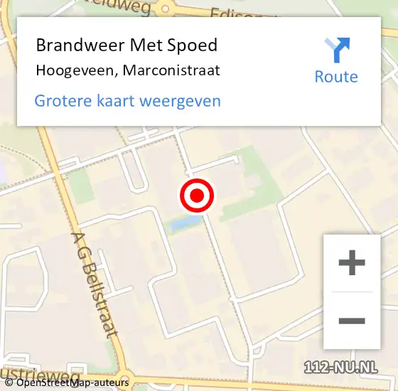 Locatie op kaart van de 112 melding: Brandweer Met Spoed Naar Hoogeveen, Marconistraat op 18 april 2019 14:52