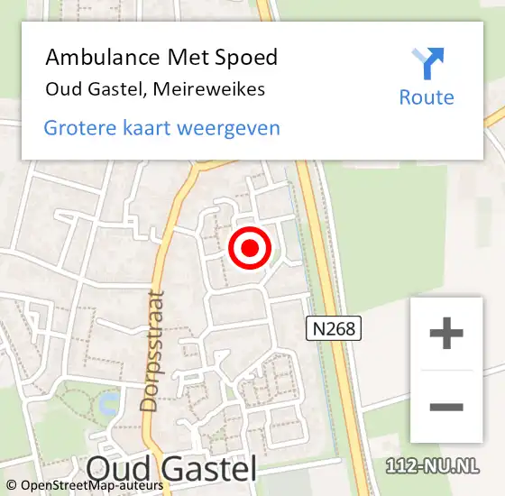 Locatie op kaart van de 112 melding: Ambulance Met Spoed Naar Oud Gastel, Meireweikes op 18 april 2019 14:55