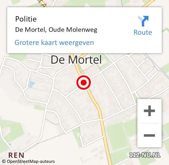 Locatie op kaart van de 112 melding: Politie De Mortel, Oude Molenweg op 18 april 2019 14:58