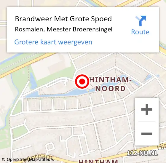 Locatie op kaart van de 112 melding: Brandweer Met Grote Spoed Naar Rosmalen, Meester Broerensingel op 18 april 2019 15:15