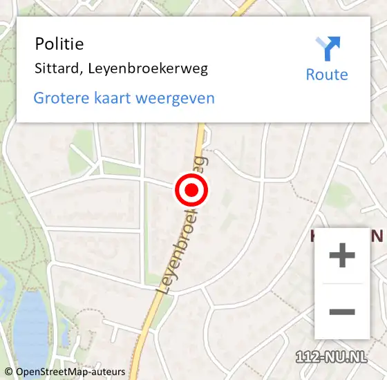 Locatie op kaart van de 112 melding: Politie Sittard, Leyenbroekerweg op 18 april 2019 15:33