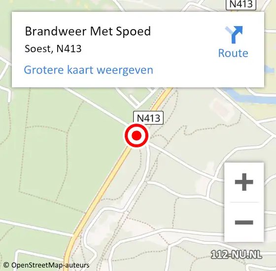 Locatie op kaart van de 112 melding: Brandweer Met Spoed Naar Soest, N413 op 18 april 2019 16:34