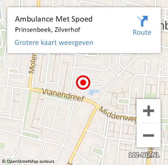 Locatie op kaart van de 112 melding: Ambulance Met Spoed Naar Prinsenbeek, Zilverhof op 18 april 2019 16:42