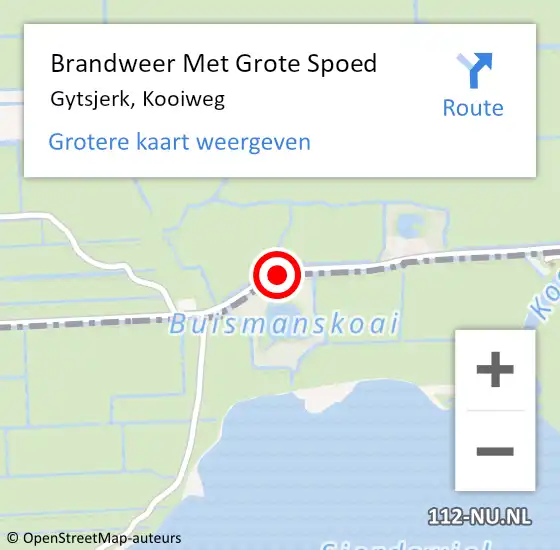 Locatie op kaart van de 112 melding: Brandweer Met Grote Spoed Naar Gytsjerk, Kooiweg op 29 maart 2014 18:20