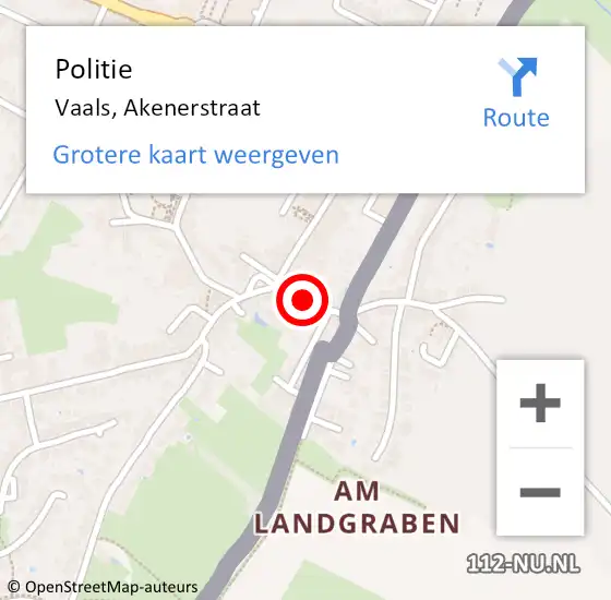 Locatie op kaart van de 112 melding: Politie Vaals, Akenerstraat op 18 april 2019 17:13