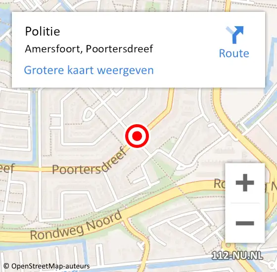 Locatie op kaart van de 112 melding: Politie Amersfoort, Poortersdreef op 18 april 2019 17:27