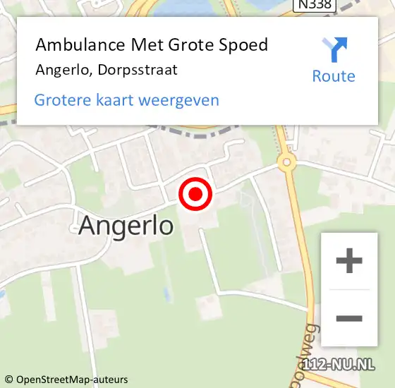 Locatie op kaart van de 112 melding: Ambulance Met Grote Spoed Naar Angerlo, Dorpsstraat op 18 april 2019 17:30