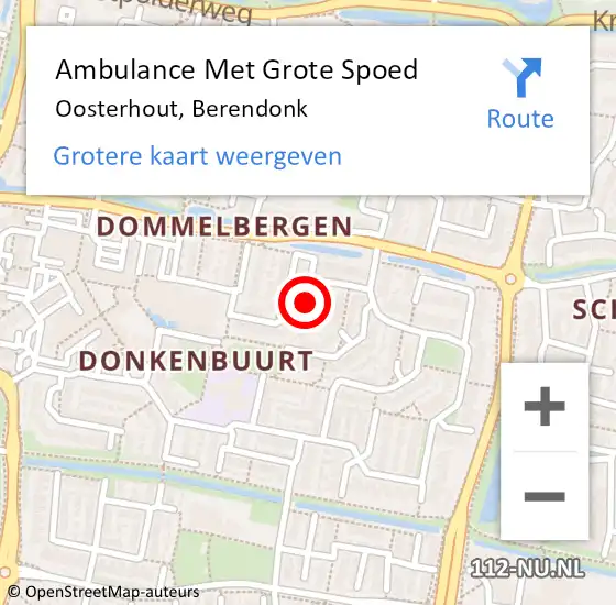 Locatie op kaart van de 112 melding: Ambulance Met Grote Spoed Naar Oosterhout, Berendonk op 18 april 2019 18:06