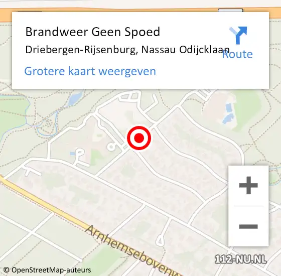 Locatie op kaart van de 112 melding: Brandweer Geen Spoed Naar Driebergen-Rijsenburg, Nassau Odijcklaan op 18 april 2019 18:15