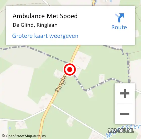 Locatie op kaart van de 112 melding: Ambulance Met Spoed Naar De Glind, Ringlaan op 18 april 2019 18:23