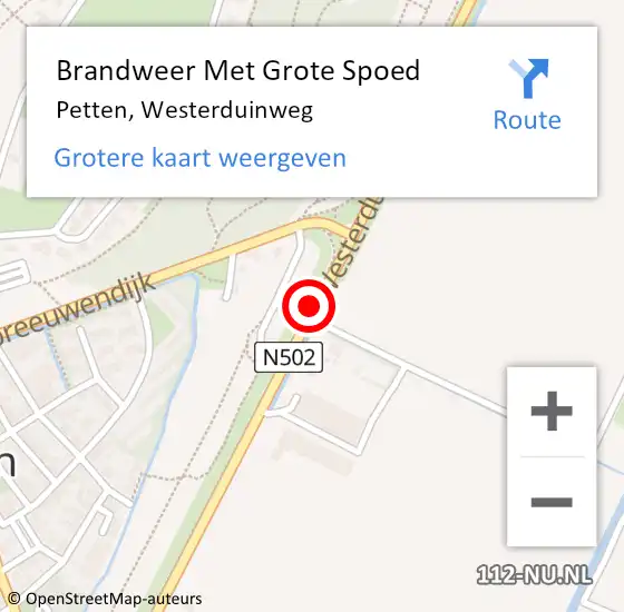 Locatie op kaart van de 112 melding: Brandweer Met Grote Spoed Naar Petten, Westerduinweg op 18 april 2019 19:20