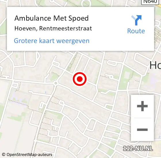 Locatie op kaart van de 112 melding: Ambulance Met Spoed Naar Hoeven, Rentmeesterstraat op 18 april 2019 20:05