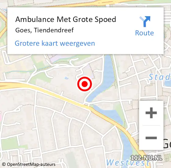 Locatie op kaart van de 112 melding: Ambulance Met Grote Spoed Naar Goes, Tiendendreef op 18 april 2019 20:09