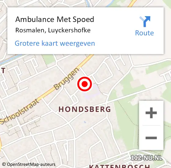 Locatie op kaart van de 112 melding: Ambulance Met Spoed Naar Rosmalen, Luyckershofke op 18 april 2019 20:13