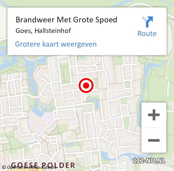 Locatie op kaart van de 112 melding: Brandweer Met Grote Spoed Naar Goes, Hallsteinhof op 18 april 2019 20:43