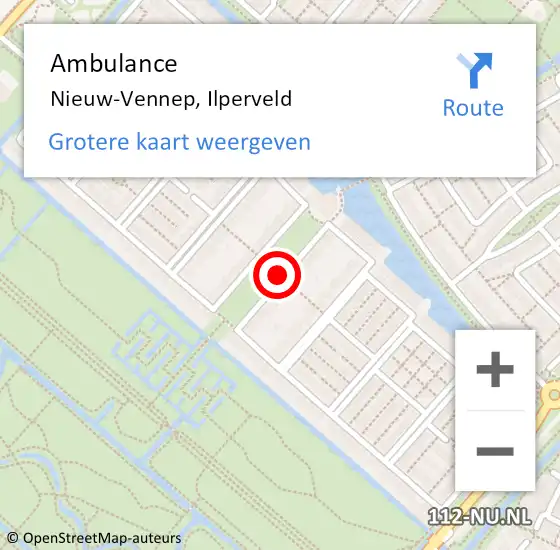 Locatie op kaart van de 112 melding: Ambulance Nieuw-Vennep, Ilperveld op 18 april 2019 22:40