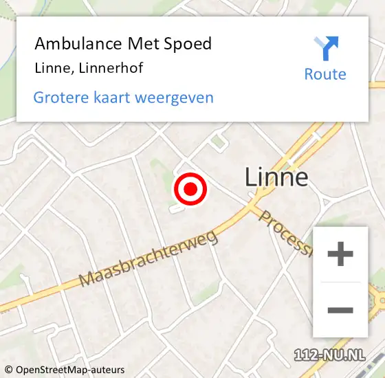 Locatie op kaart van de 112 melding: Ambulance Met Spoed Naar Linne, Linnerhof op 18 april 2019 22:44