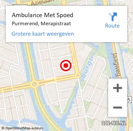 Locatie op kaart van de 112 melding: Ambulance Met Spoed Naar Purmerend, Merapistraat op 18 april 2019 23:11