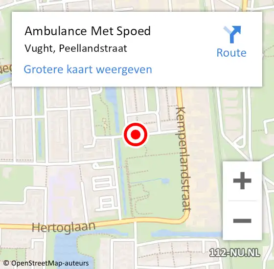 Locatie op kaart van de 112 melding: Ambulance Met Spoed Naar Vught, Peellandstraat op 19 april 2019 02:06