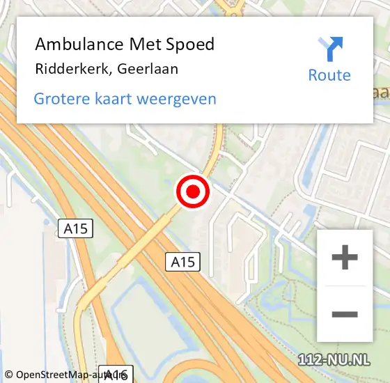 Locatie op kaart van de 112 melding: Ambulance Met Spoed Naar Ridderkerk, Geerlaan op 19 april 2019 02:11