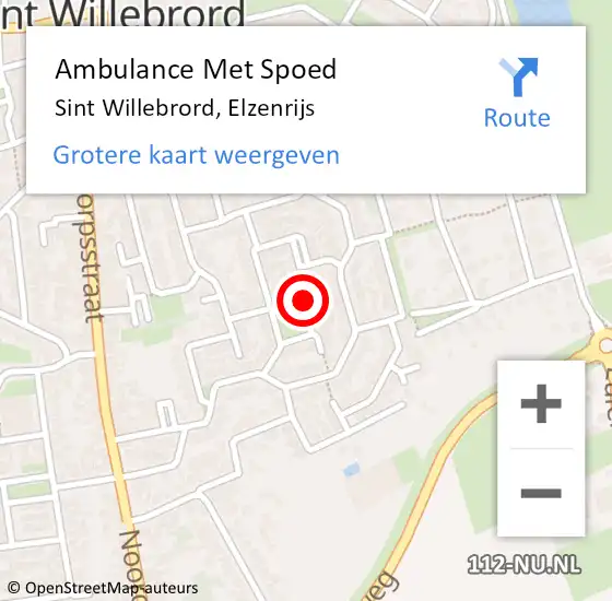 Locatie op kaart van de 112 melding: Ambulance Met Spoed Naar Sint Willebrord, Elzenrijs op 19 april 2019 03:19