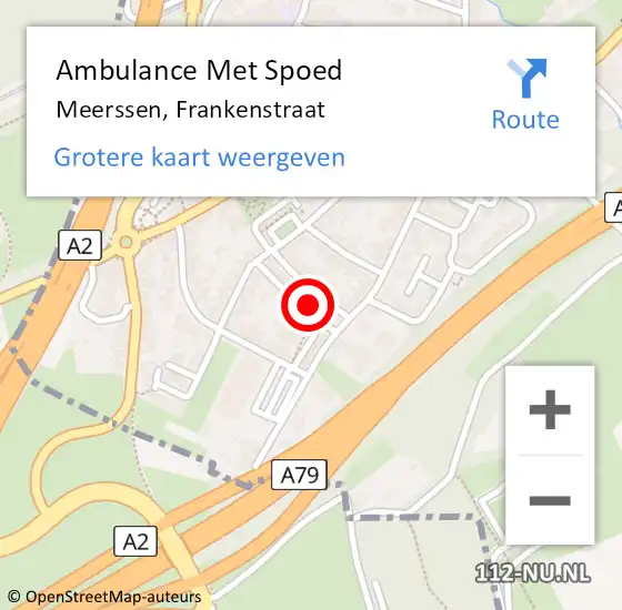 Locatie op kaart van de 112 melding: Ambulance Met Spoed Naar Meerssen, Frankenstraat op 29 maart 2014 19:18