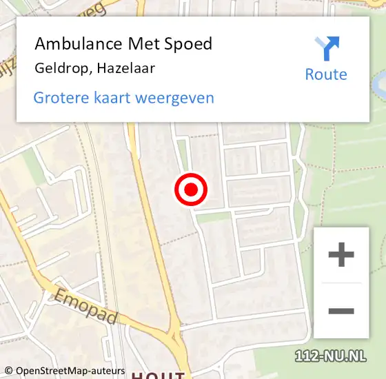 Locatie op kaart van de 112 melding: Ambulance Met Spoed Naar Geldrop, Hazelaar op 19 april 2019 03:42