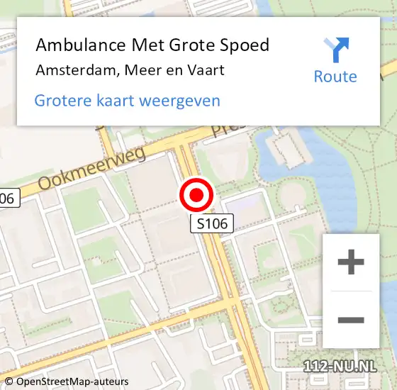 Locatie op kaart van de 112 melding: Ambulance Met Grote Spoed Naar Amsterdam, Meer en Vaart op 19 april 2019 03:44