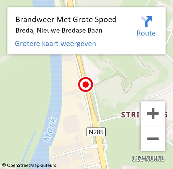 Locatie op kaart van de 112 melding: Brandweer Met Grote Spoed Naar Breda, Nieuwe Bredase Baan op 19 april 2019 05:04