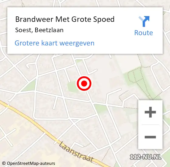 Locatie op kaart van de 112 melding: Brandweer Met Grote Spoed Naar Soest, Beetzlaan op 19 april 2019 07:34