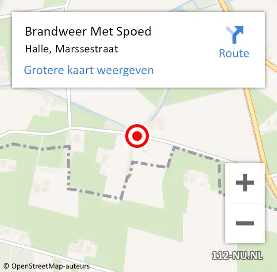 Locatie op kaart van de 112 melding: Brandweer Met Spoed Naar Halle, Marssestraat op 29 maart 2014 19:30