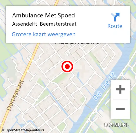 Locatie op kaart van de 112 melding: Ambulance Met Spoed Naar Assendelft, Beemsterstraat op 19 april 2019 09:33