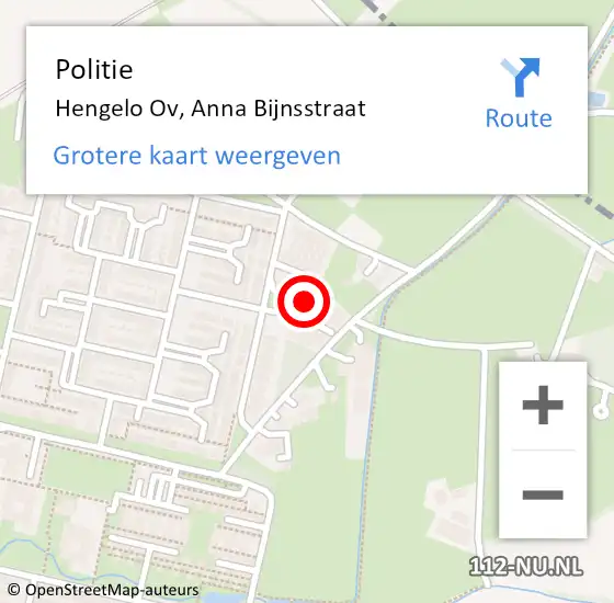 Locatie op kaart van de 112 melding: Politie Hengelo Ov, Anna Bijnsstraat op 19 april 2019 09:35