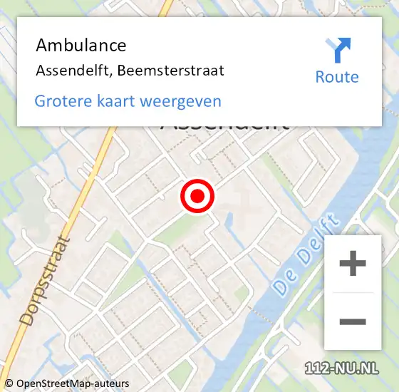 Locatie op kaart van de 112 melding: Ambulance Assendelft, Beemsterstraat op 19 april 2019 09:36