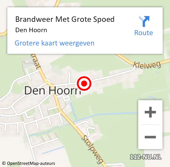 Locatie op kaart van de 112 melding: Brandweer Met Grote Spoed Naar Den Hoorn op 19 april 2019 10:12