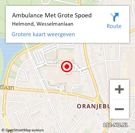 Locatie op kaart van de 112 melding: Ambulance Met Grote Spoed Naar Helmond, Wesselmanlaan op 19 april 2019 10:32