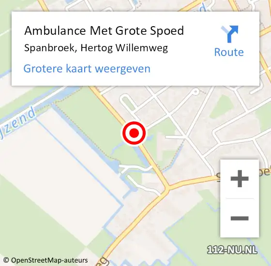 Locatie op kaart van de 112 melding: Ambulance Met Grote Spoed Naar Spanbroek, Hertog Willemweg op 19 april 2019 10:36
