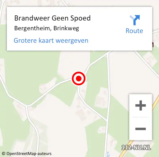 Locatie op kaart van de 112 melding: Brandweer Geen Spoed Naar Bergentheim, Brinkweg op 19 april 2019 11:28