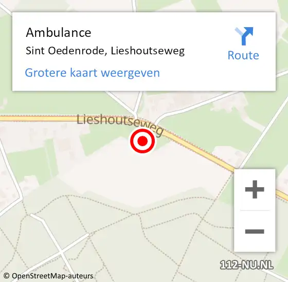 Locatie op kaart van de 112 melding: Ambulance Sint Oedenrode, Lieshoutseweg op 19 april 2019 13:26