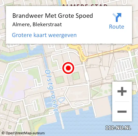 Locatie op kaart van de 112 melding: Brandweer Met Grote Spoed Naar Almere, Blekerstraat op 19 april 2019 13:41