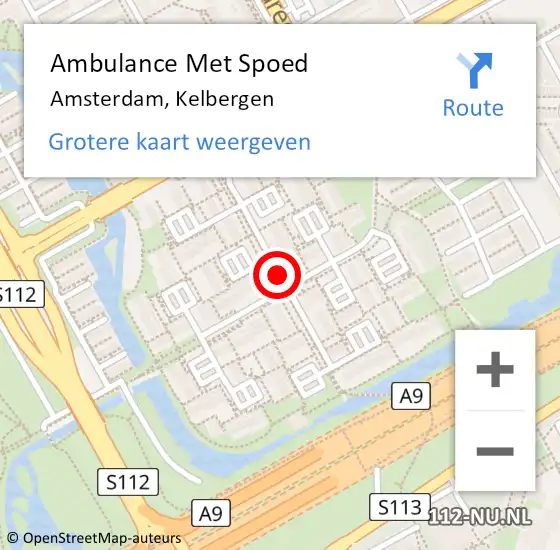 Locatie op kaart van de 112 melding: Ambulance Met Spoed Naar Amsterdam, Kelbergen op 19 april 2019 13:43