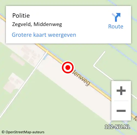Locatie op kaart van de 112 melding: Politie Zegveld, Middenweg op 19 april 2019 14:54