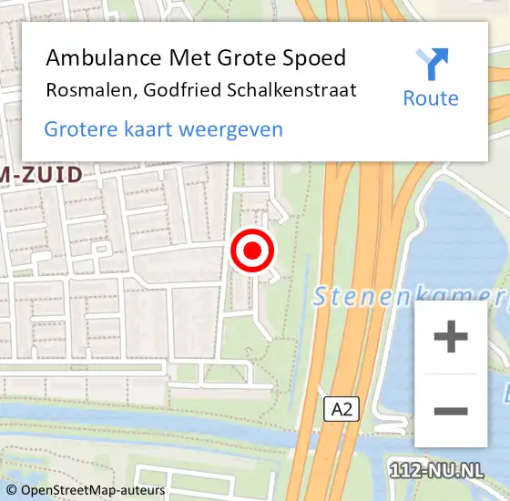 Locatie op kaart van de 112 melding: Ambulance Met Grote Spoed Naar Rosmalen, Godfried Schalkenstraat op 19 april 2019 15:09