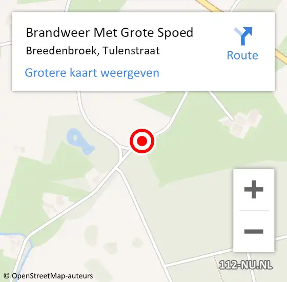 Locatie op kaart van de 112 melding: Brandweer Met Grote Spoed Naar Breedenbroek, Tulenstraat op 19 april 2019 15:31