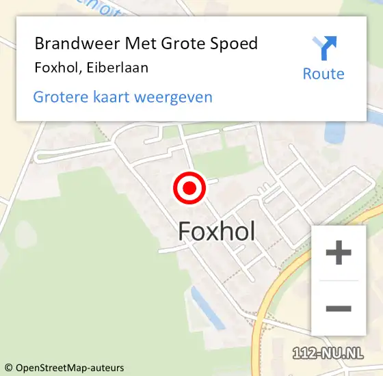 Locatie op kaart van de 112 melding: Brandweer Met Grote Spoed Naar Foxhol, Eiberlaan op 29 maart 2014 20:29